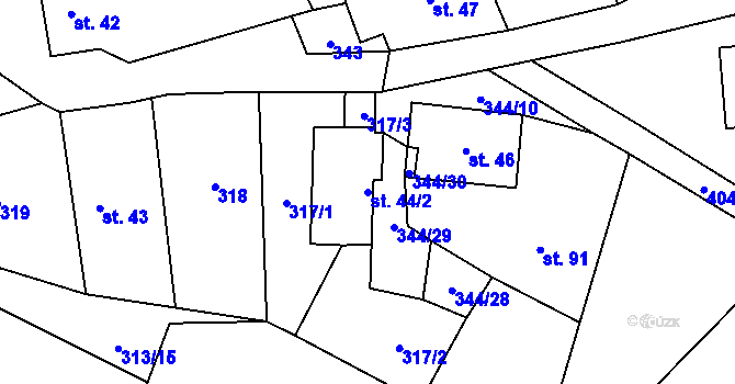Parcela st. 44/2 v KÚ Nové Sady, Katastrální mapa