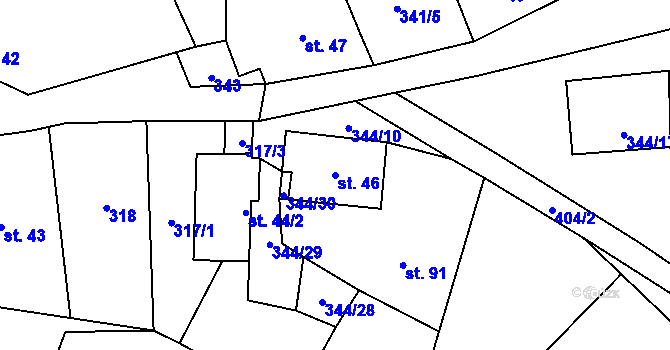 Parcela st. 46 v KÚ Nové Sady, Katastrální mapa