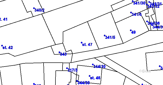 Parcela st. 47 v KÚ Nové Sady, Katastrální mapa