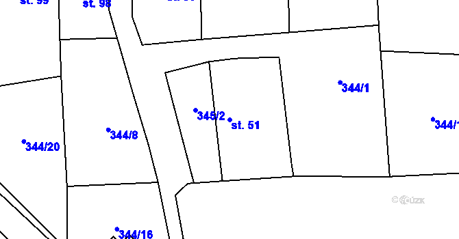 Parcela st. 51 v KÚ Nové Sady, Katastrální mapa