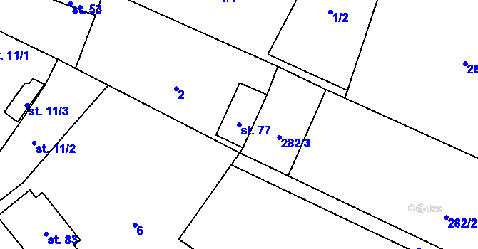 Parcela st. 77 v KÚ Nové Sady, Katastrální mapa