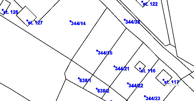 Parcela st. 344/15 v KÚ Nové Sady, Katastrální mapa