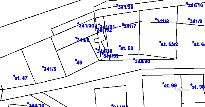 Parcela st. 344/39 v KÚ Nové Sady, Katastrální mapa