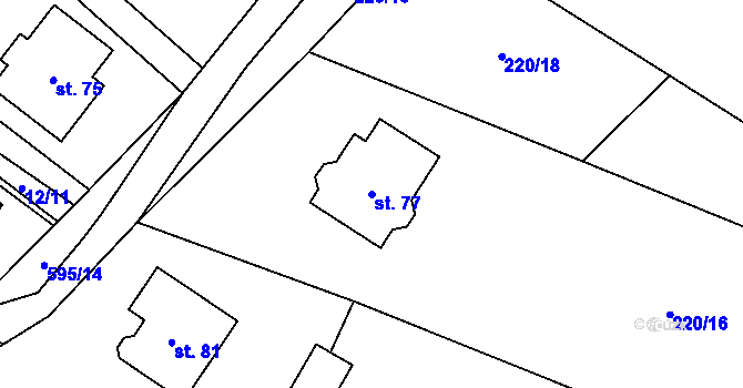 Parcela st. 77 v KÚ Nové Sady u Velké Bíteše, Katastrální mapa