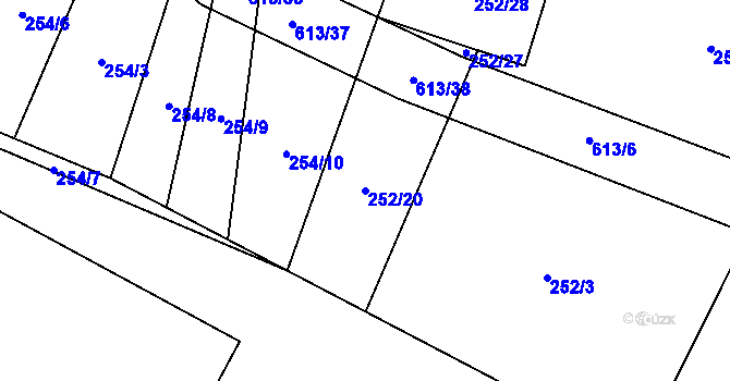 Parcela st. 252/20 v KÚ Nové Sady u Velké Bíteše, Katastrální mapa