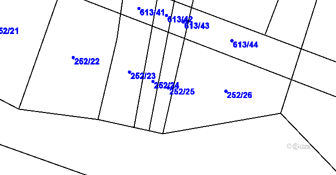 Parcela st. 252/25 v KÚ Nové Sady u Velké Bíteše, Katastrální mapa
