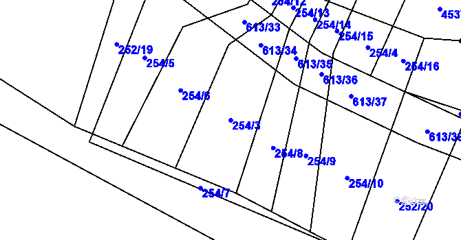 Parcela st. 254/3 v KÚ Nové Sady u Velké Bíteše, Katastrální mapa