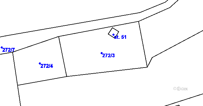 Parcela st. 272/3 v KÚ Nové Sady u Velké Bíteše, Katastrální mapa