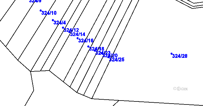 Parcela st. 324/20 v KÚ Nové Sady u Velké Bíteše, Katastrální mapa