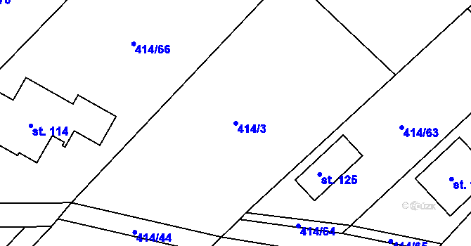 Parcela st. 414/3 v KÚ Nové Sady u Velké Bíteše, Katastrální mapa