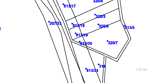 Parcela st. 613/20 v KÚ Nové Sady u Velké Bíteše, Katastrální mapa