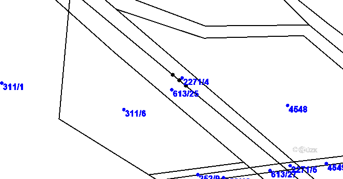Parcela st. 613/25 v KÚ Nové Sady u Velké Bíteše, Katastrální mapa