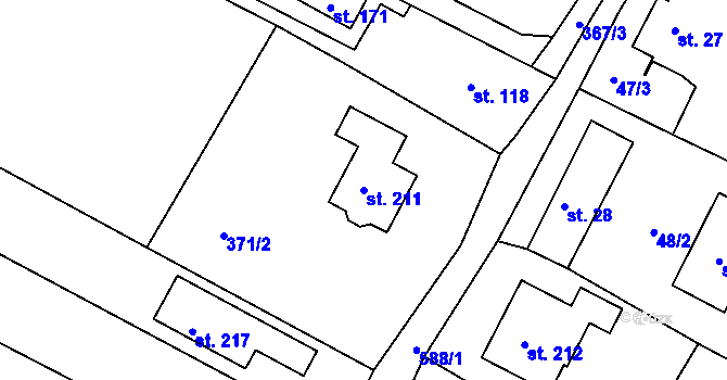 Parcela st. 211 v KÚ Nové Sedlice, Katastrální mapa