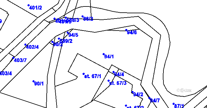 Parcela st. 94/1 v KÚ Nové Sedlice, Katastrální mapa