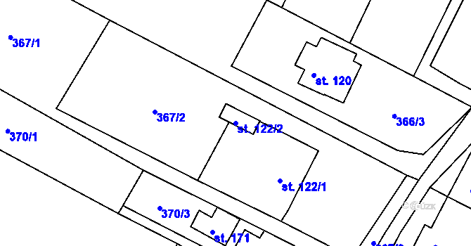 Parcela st. 122/2 v KÚ Nové Sedlice, Katastrální mapa