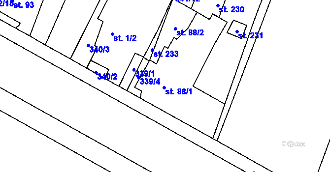 Parcela st. 88/1 v KÚ Nové Sedlice, Katastrální mapa