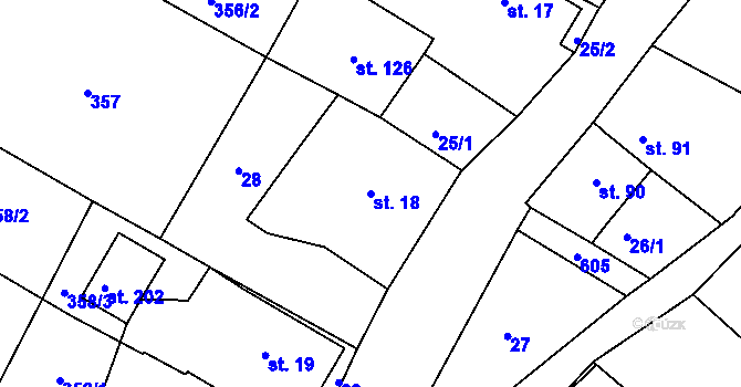 Parcela st. 18 v KÚ Nové Sedlice, Katastrální mapa