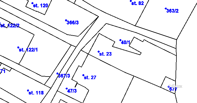 Parcela st. 23 v KÚ Nové Sedlice, Katastrální mapa