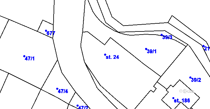 Parcela st. 24 v KÚ Nové Sedlice, Katastrální mapa