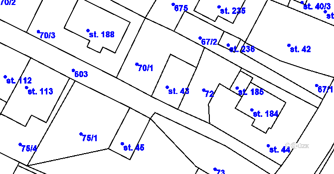 Parcela st. 43 v KÚ Nové Sedlice, Katastrální mapa