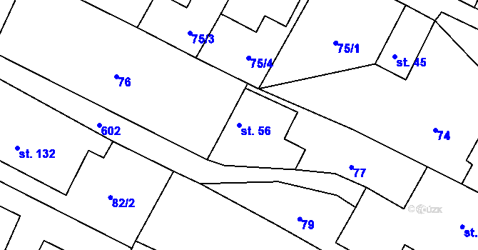 Parcela st. 56 v KÚ Nové Sedlice, Katastrální mapa