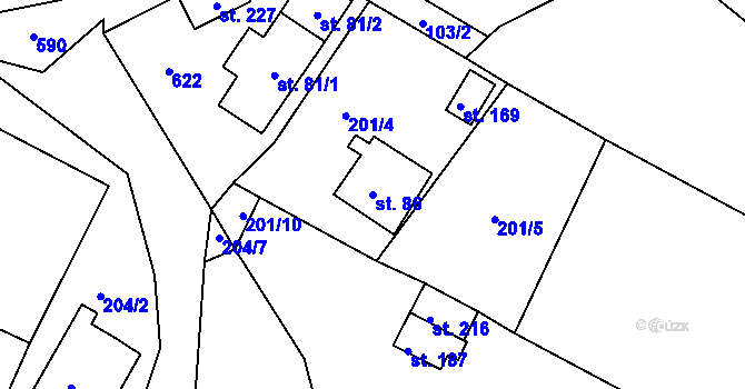 Parcela st. 86 v KÚ Nové Sedlice, Katastrální mapa