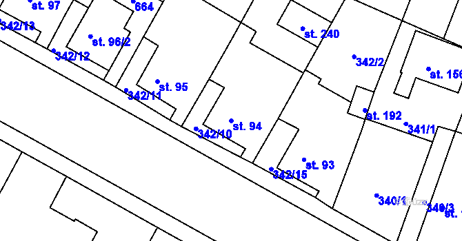 Parcela st. 94 v KÚ Nové Sedlice, Katastrální mapa