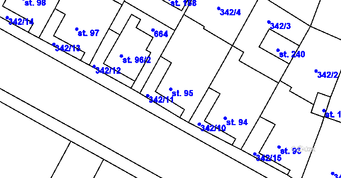 Parcela st. 95 v KÚ Nové Sedlice, Katastrální mapa