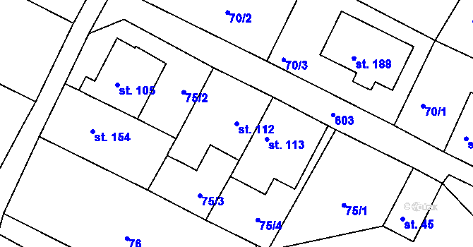 Parcela st. 112 v KÚ Nové Sedlice, Katastrální mapa