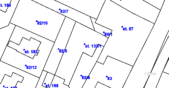 Parcela st. 133/1 v KÚ Nové Sedlice, Katastrální mapa