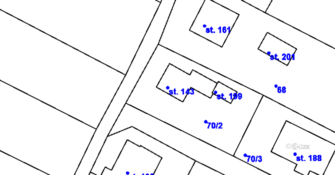 Parcela st. 143 v KÚ Nové Sedlice, Katastrální mapa