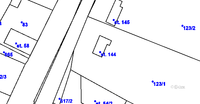 Parcela st. 144 v KÚ Nové Sedlice, Katastrální mapa