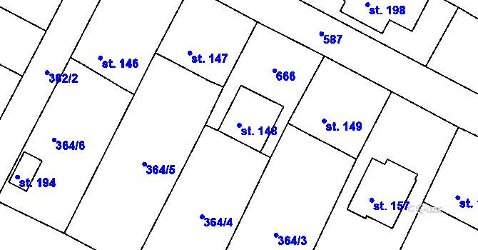Parcela st. 148 v KÚ Nové Sedlice, Katastrální mapa