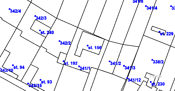Parcela st. 156 v KÚ Nové Sedlice, Katastrální mapa