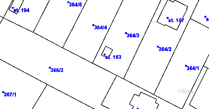 Parcela st. 163 v KÚ Nové Sedlice, Katastrální mapa