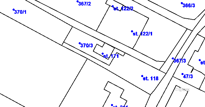 Parcela st. 171 v KÚ Nové Sedlice, Katastrální mapa