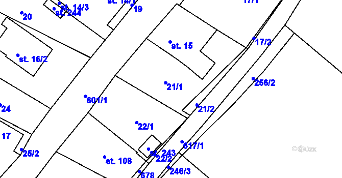 Parcela st. 21 v KÚ Nové Sedlice, Katastrální mapa