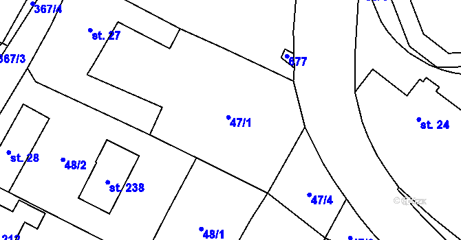 Parcela st. 47/1 v KÚ Nové Sedlice, Katastrální mapa