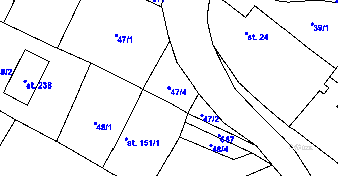 Parcela st. 47/4 v KÚ Nové Sedlice, Katastrální mapa