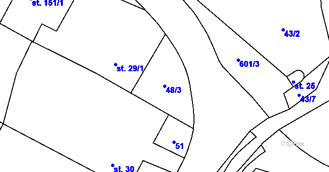 Parcela st. 48/3 v KÚ Nové Sedlice, Katastrální mapa