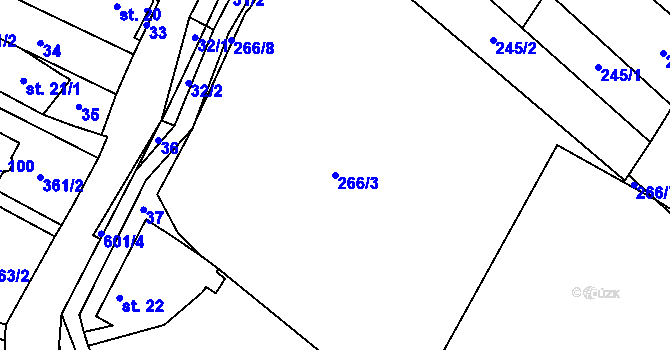 Parcela st. 266/3 v KÚ Nové Sedlice, Katastrální mapa