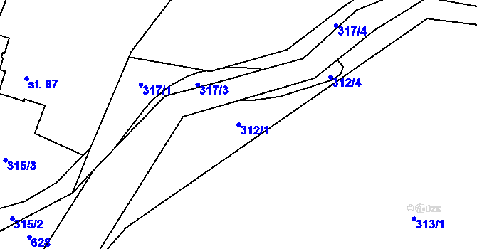 Parcela st. 312/1 v KÚ Nové Sedlice, Katastrální mapa