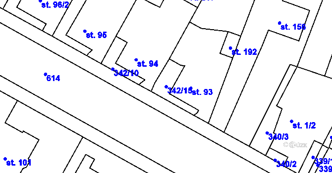 Parcela st. 342/15 v KÚ Nové Sedlice, Katastrální mapa