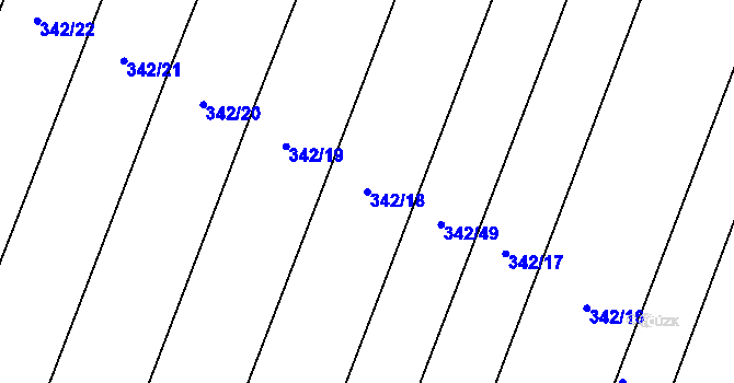Parcela st. 342/18 v KÚ Nové Sedlice, Katastrální mapa