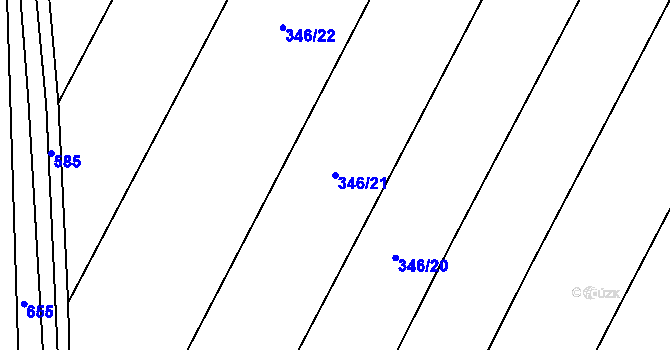 Parcela st. 346/21 v KÚ Nové Sedlice, Katastrální mapa