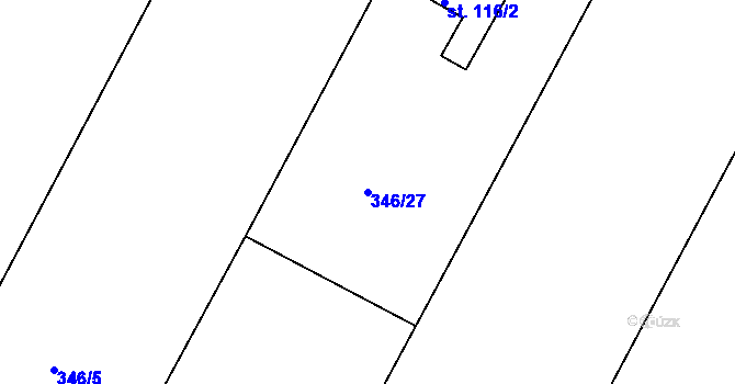 Parcela st. 346/27 v KÚ Nové Sedlice, Katastrální mapa