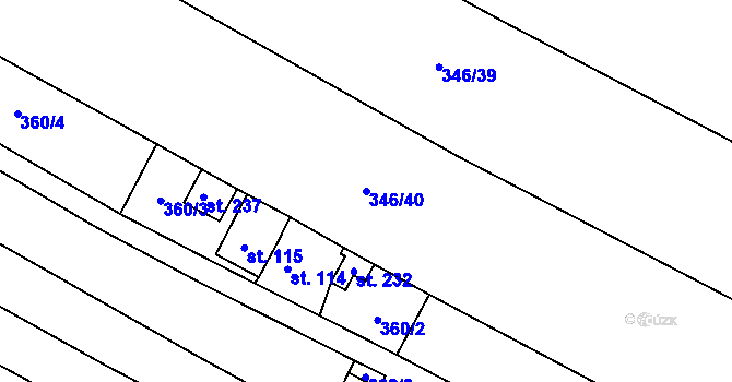 Parcela st. 346/40 v KÚ Nové Sedlice, Katastrální mapa