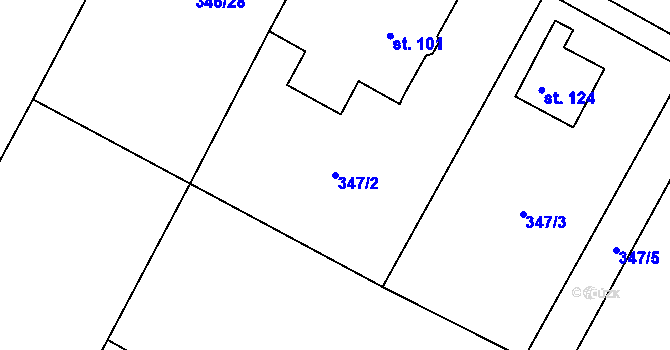 Parcela st. 347/2 v KÚ Nové Sedlice, Katastrální mapa