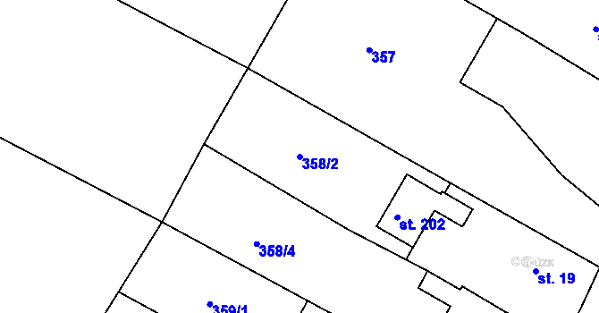 Parcela st. 358/2 v KÚ Nové Sedlice, Katastrální mapa