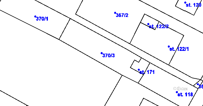 Parcela st. 370/3 v KÚ Nové Sedlice, Katastrální mapa